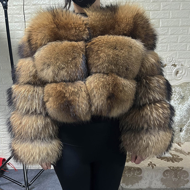 Winter Clothing Equipment - 플러스 사이즈 탑스 브라운 퍼 마오마오콩