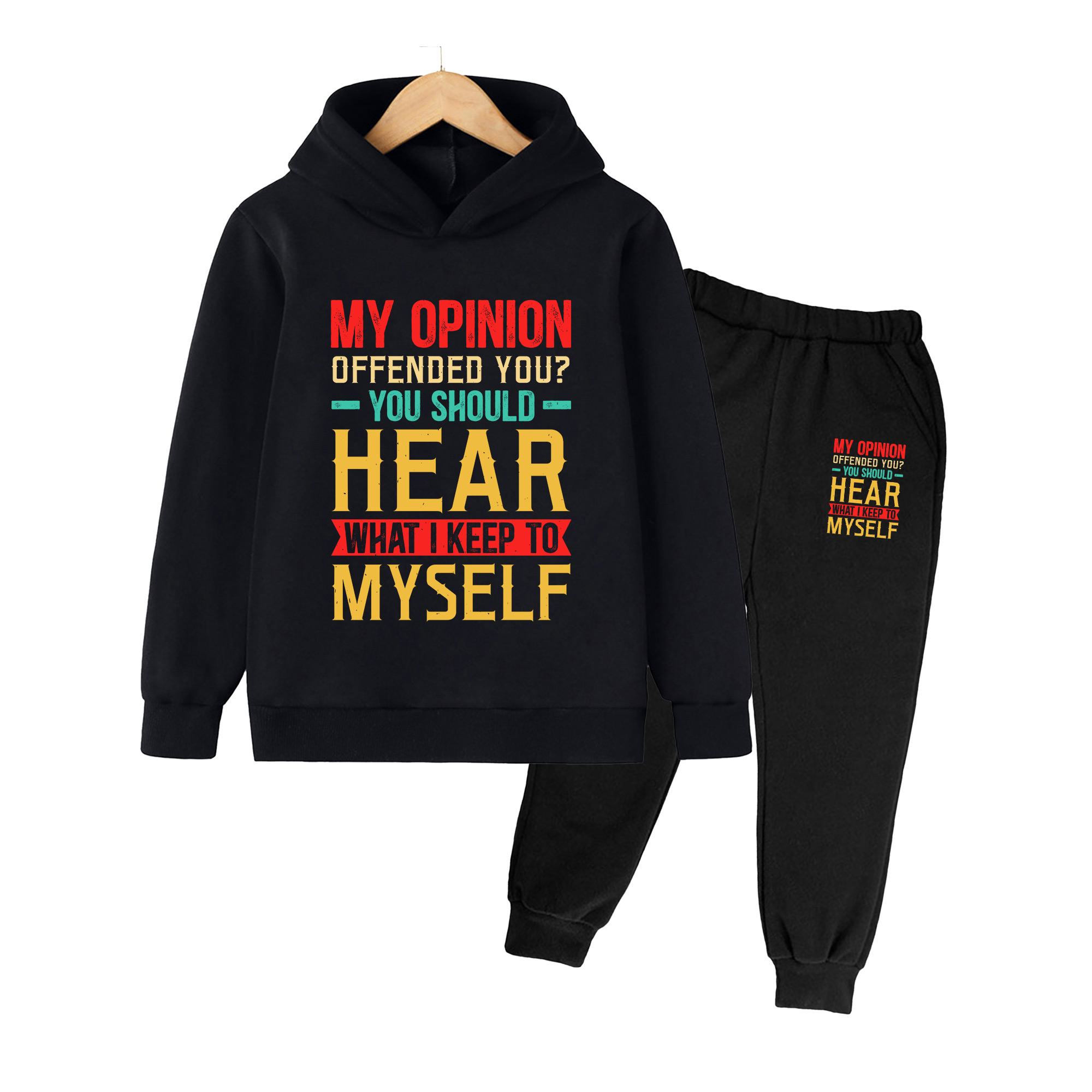 Winter Clothing Quotes - 키즈 후디 & 스웨트팬츠 세트, 냉소적인