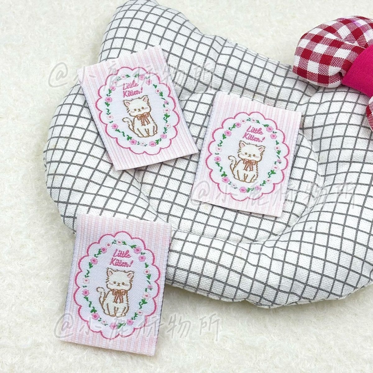 Winter Clothing Label - 한국 스타일 꽃무늬 고양이 나비넥타이 패브릭