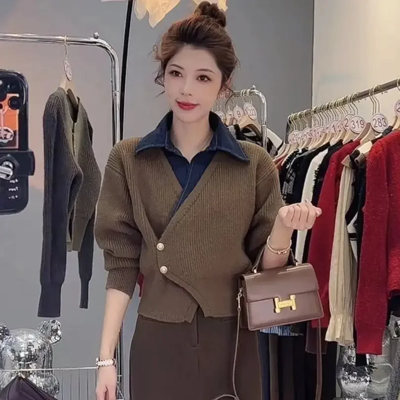Winter Clothing On Sale - 여성용 니트 폴로 셔츠, 헐렁한 통근
