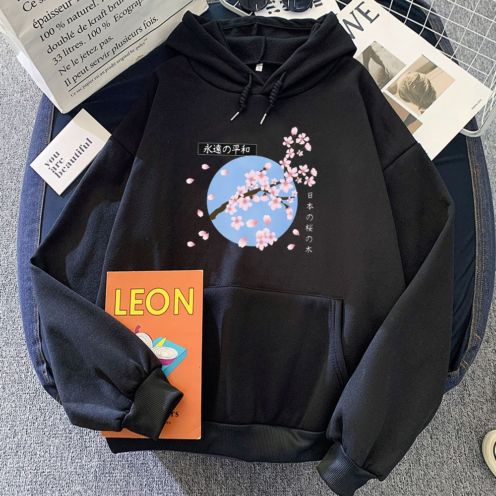 Winter Clothing Yellowknife - 일본 벚꽃 사쿠라 그래픽 후드티, 따뜻한