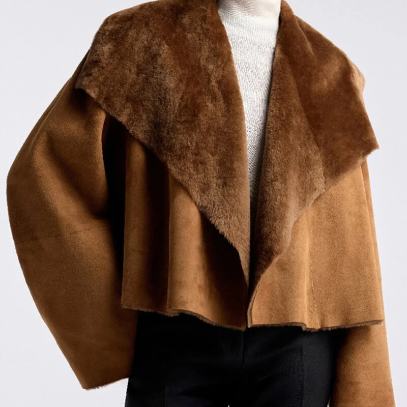 Winter Clothing Pictures - 여성용 인조 스웨이드 재킷 리버시블, 숏