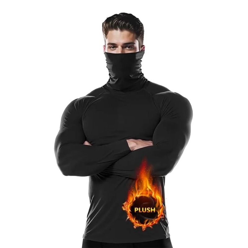 남성용 겨울 플리스 후드 타이트 터틀넥 셔츠, 운동용  - Thermal Base Layer 리뷰 및 가격