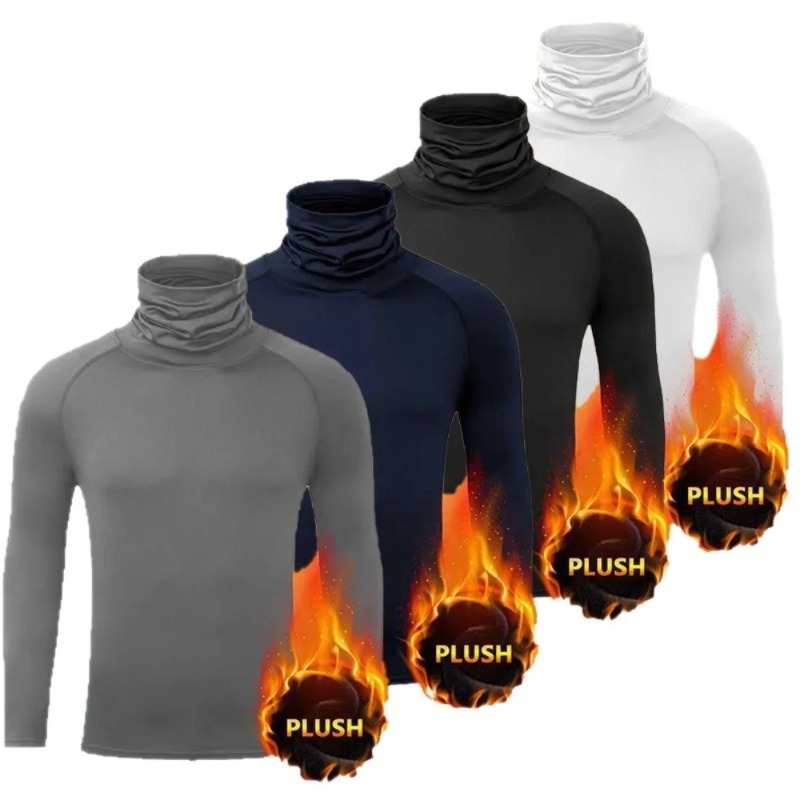남성용 겨울 플리스 후드 타이트 터틀넥 셔츠, 운동용  - Thermal Base Layer 리뷰 및 가격