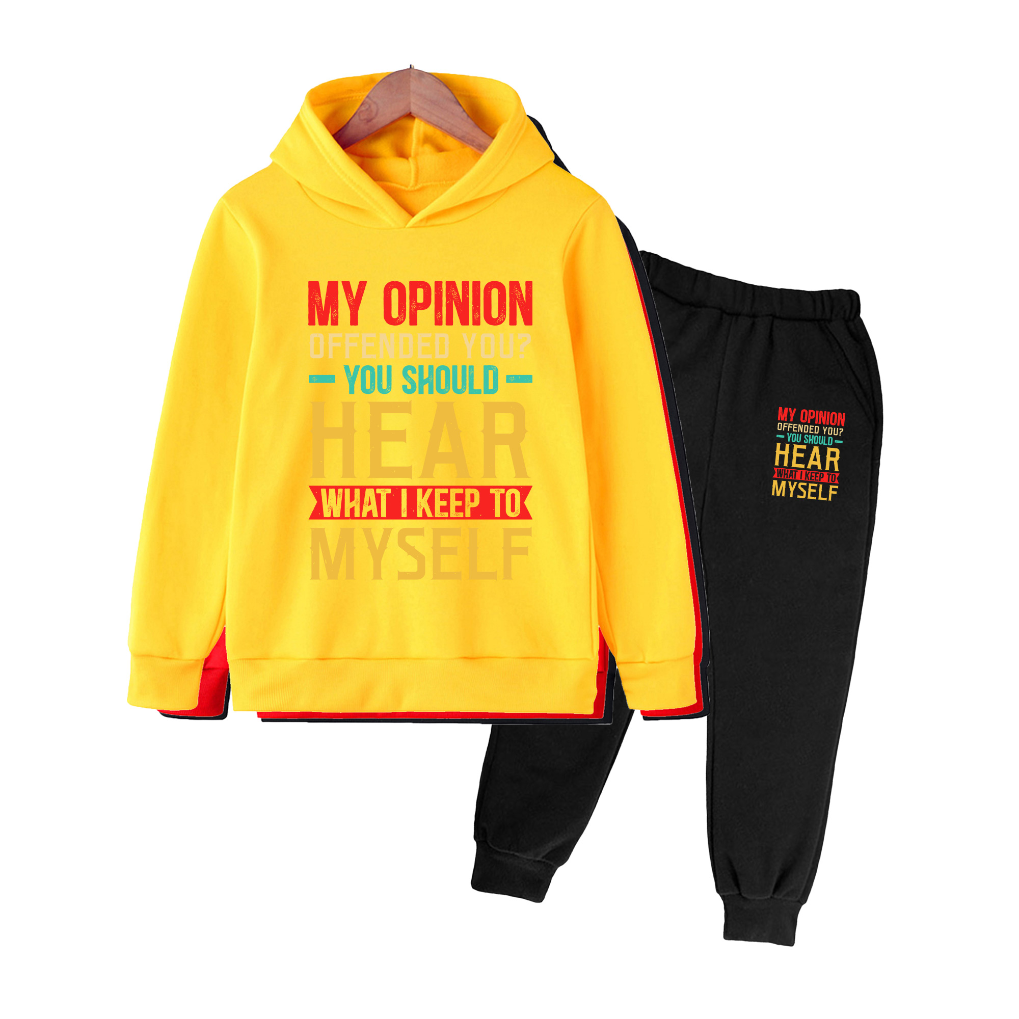키즈 후디 & 스웨트팬츠 세트, 냉소적인 문구 프린트  - Winter Clothing Quotes 리뷰 및 가격