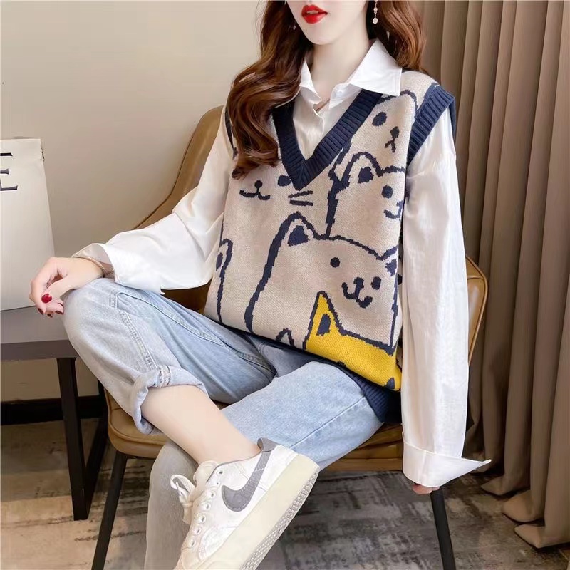 브랜드 여성 니트 베스트 탱크탑 컷 라벨 가을 겨울 인 - Winter Clothing Label 리뷰 및 가격