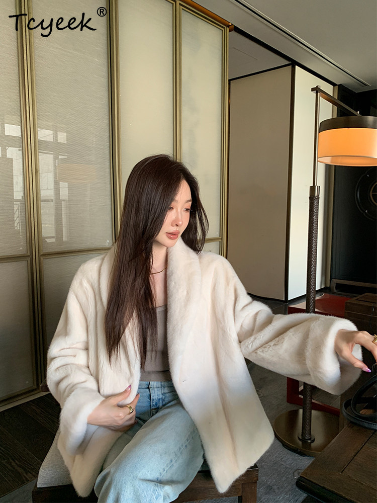 Tcyeek 천연 밍크 모피 코트 여성 의류 패션 겨울 - Winter Clothing Label 리뷰 및 가격