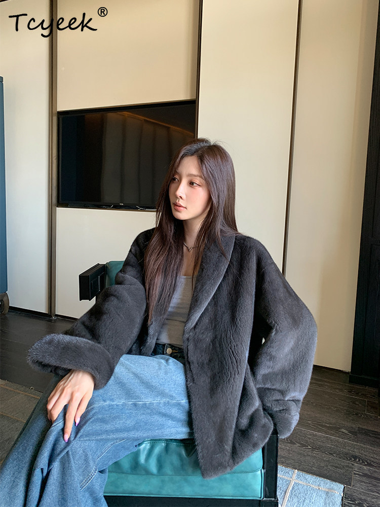 Tcyeek 천연 밍크 모피 코트 여성 의류 패션 겨울 - Winter Clothing Label 리뷰 및 가격