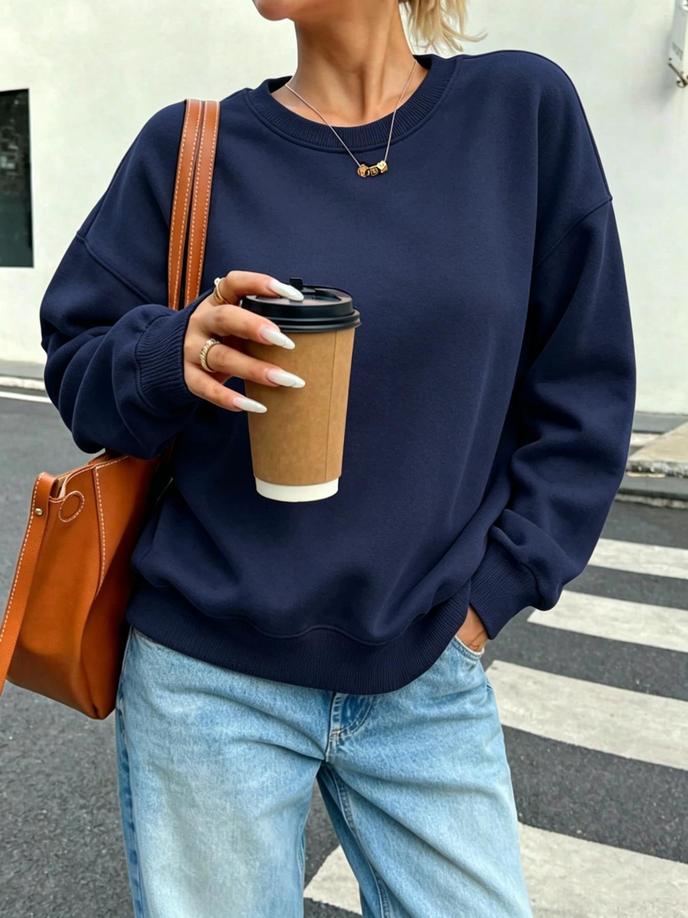솔리드 여성 캐주얼 스웨트셔츠 O-넥 스트리트 록 클리 - Winter Clothing On Sale 리뷰 및 가격