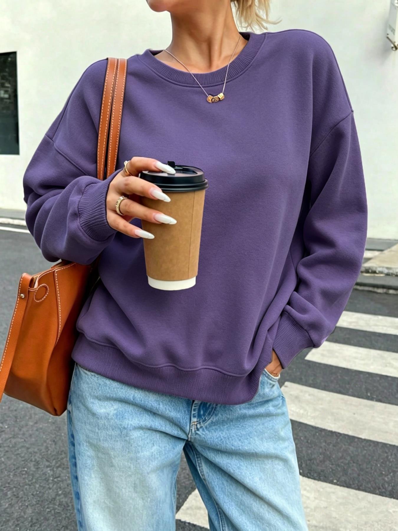 솔리드 여성 캐주얼 스웨트셔츠 O-넥 스트리트 록 클리 - Winter Clothing On Sale 리뷰 및 가격