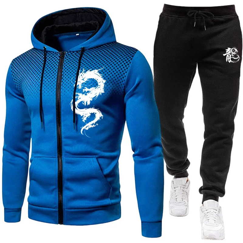 남성용 파리 드래곤 패턴 패션 프린트 세트 투피스 세트 - Winter Clothing Equipment 리뷰 및 가격